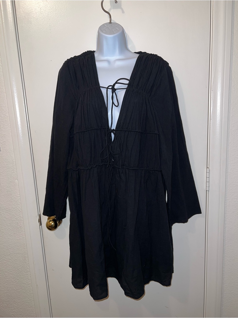 J. Crew Black Tie-Front Swim Coverup